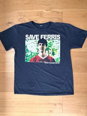 Save Ferris Cameron Ferris Bueller's Day Off Licensed Tee Black Men's Large***